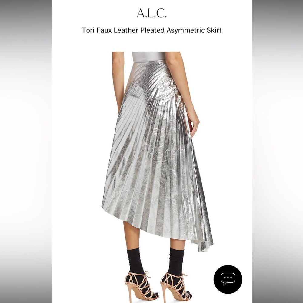 A.L.C. Tori Faux Leather Pleated Asymmetric Skirt